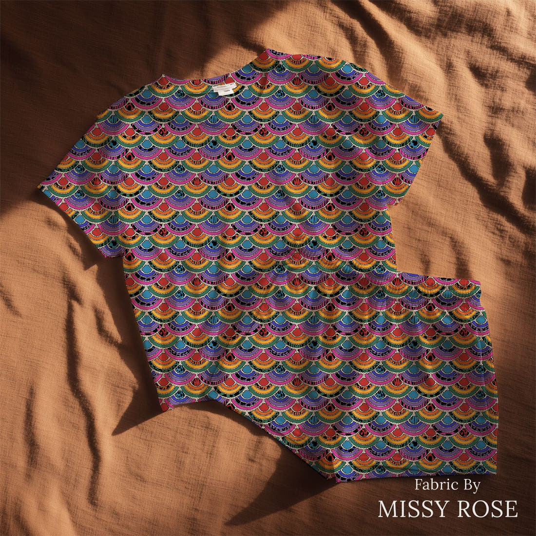 Studio Saturate Fabric 19 sewn into a lounge set - see how the print looks made up | Fabric by Missy Rose