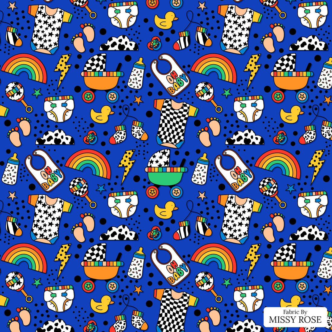 Studio Saturate Fabric 20 - flat view of the print, zoom in for detail | Fabric by Missy Rose
