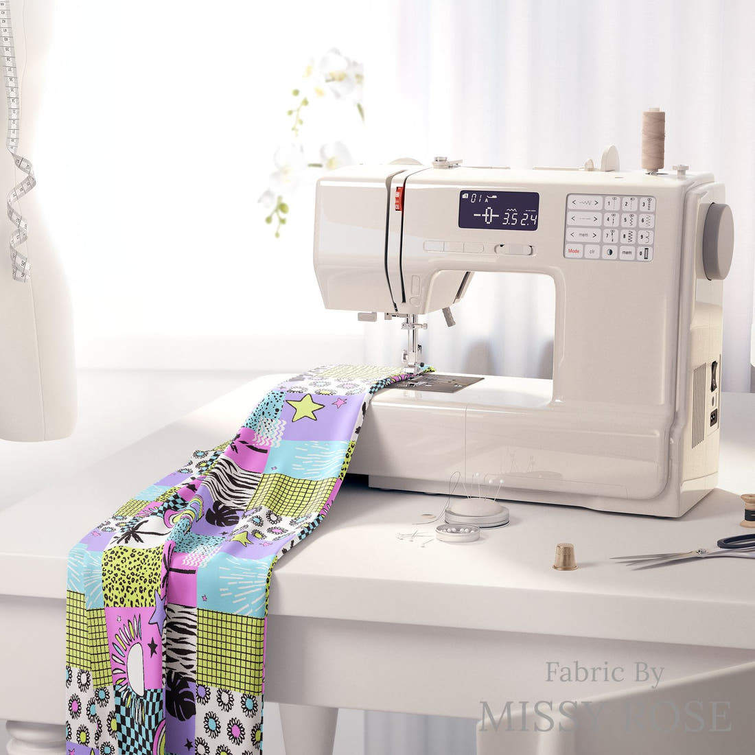 Studio Saturate Fabric 21 on a sewing machine - premium fabric for sewing projects | Fabric by Missy Rose