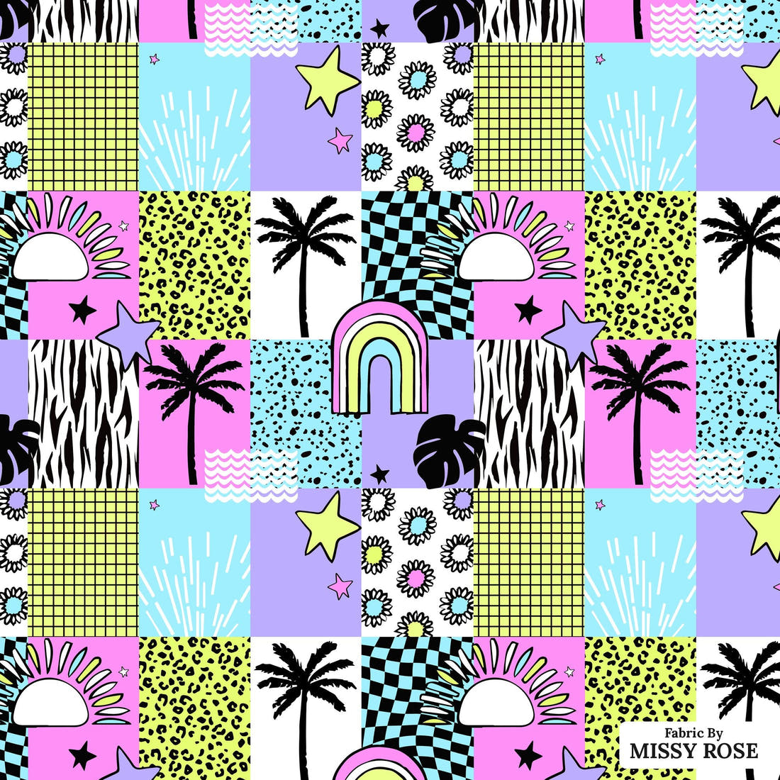 Studio Saturate Fabric 21 - flat view of the print, zoom in for detail | Fabric by Missy Rose