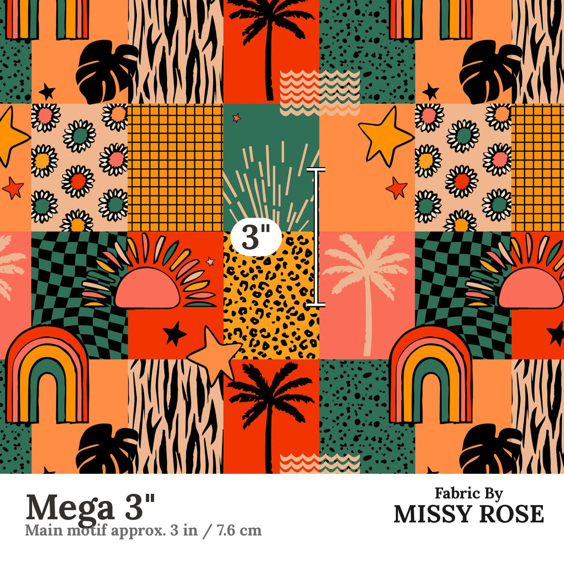 Studio Saturate Fabric 22 Mega 3 inch print scale guide | Fabric by Missy Rose