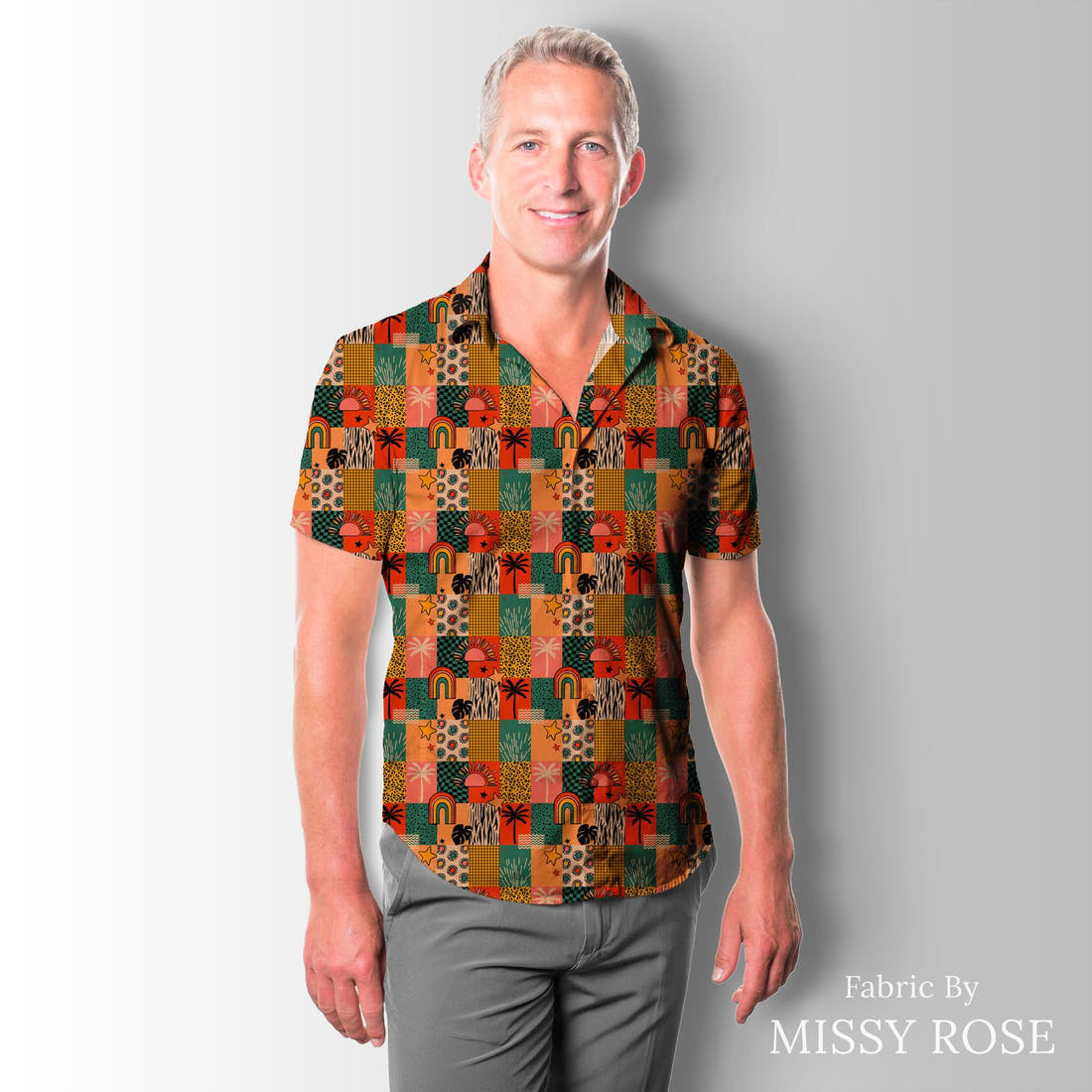 Studio Saturate Fabric 22 sewn into a men's shirt - see how the print looks made up | Fabric by Missy Rose
