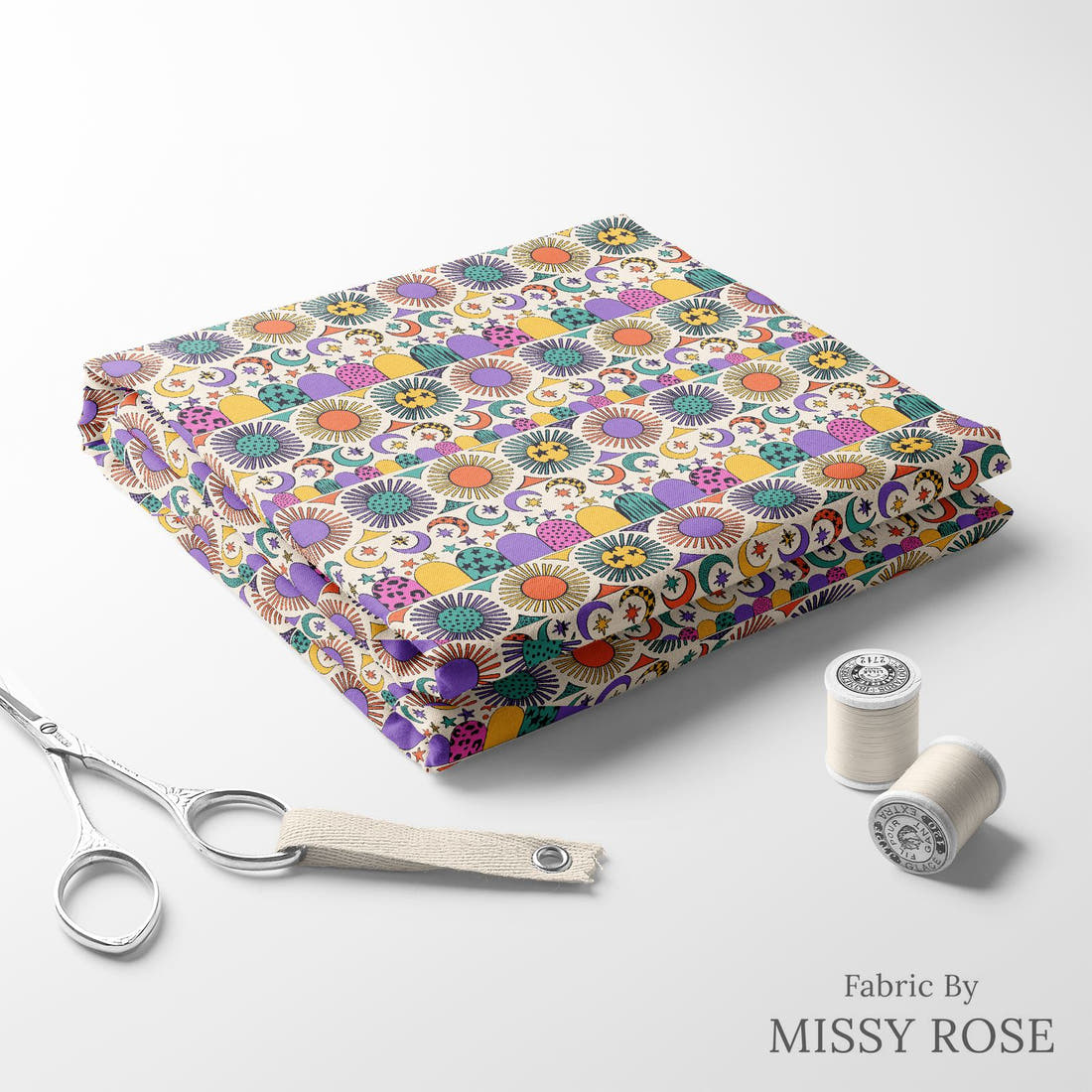 Studio Saturate Fabric 25 folded fabric stack with matching thread - pre-order fabric Australia | Fabric by Missy Rose