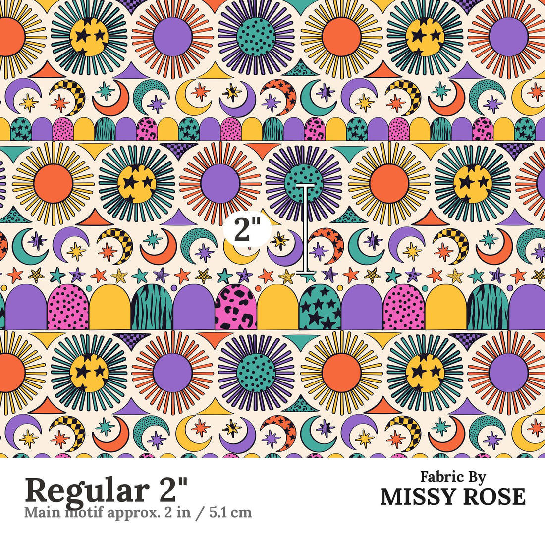 Studio Saturate Fabric 25 Regular 2 inch print scale guide | Fabric by Missy Rose
