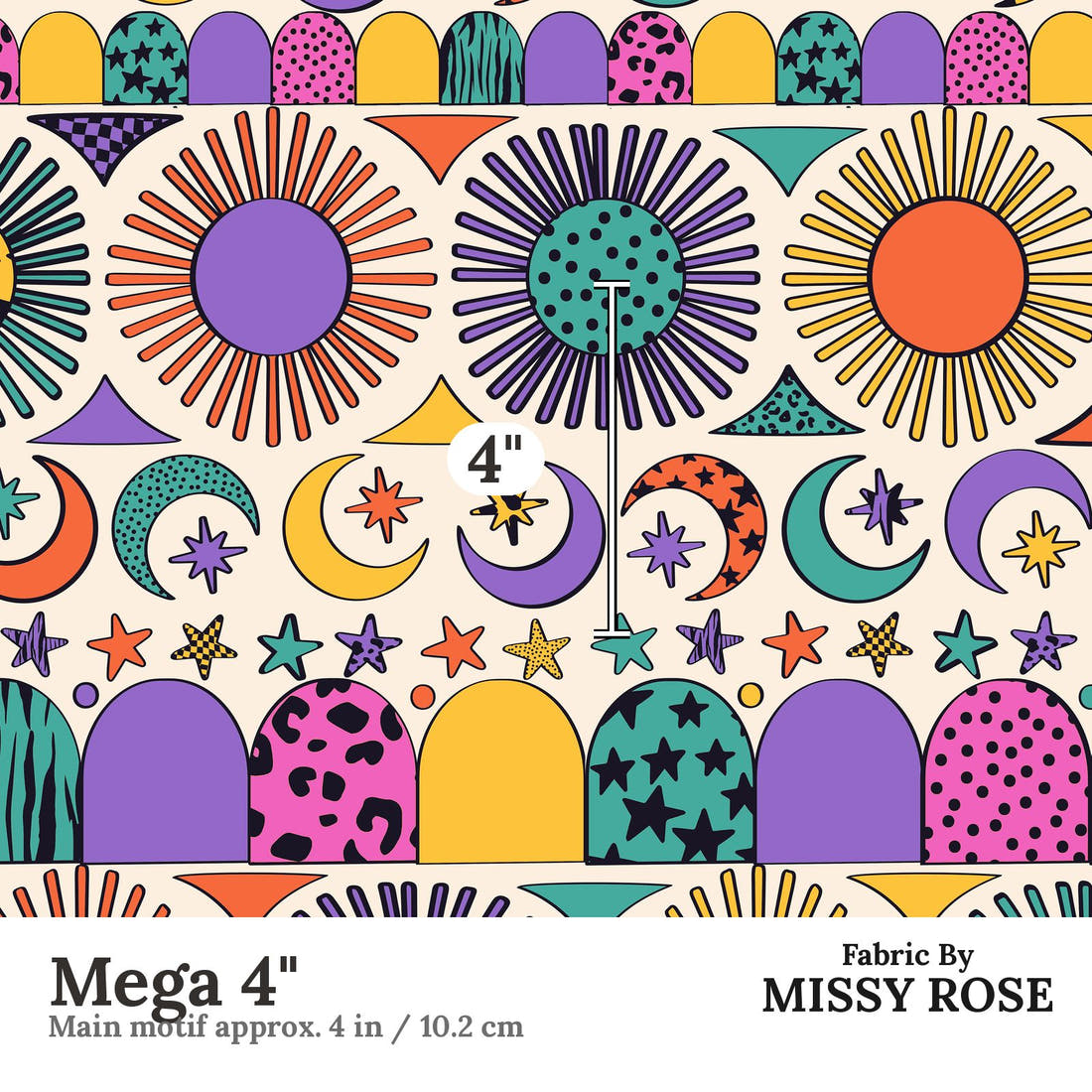 Studio Saturate Fabric 25 Mega 4 inch print scale guide | Fabric by Missy Rose