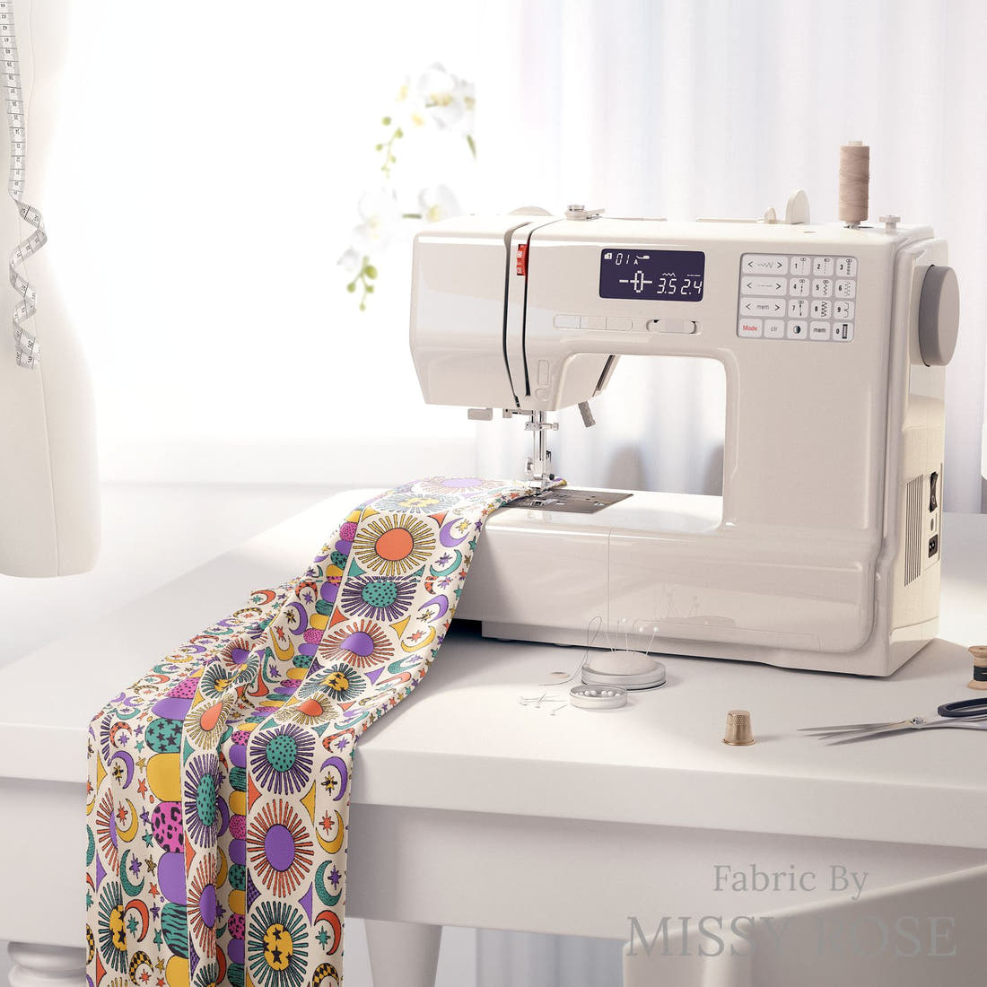 Studio Saturate Fabric 25 on a sewing machine - premium fabric for sewing projects | Fabric by Missy Rose