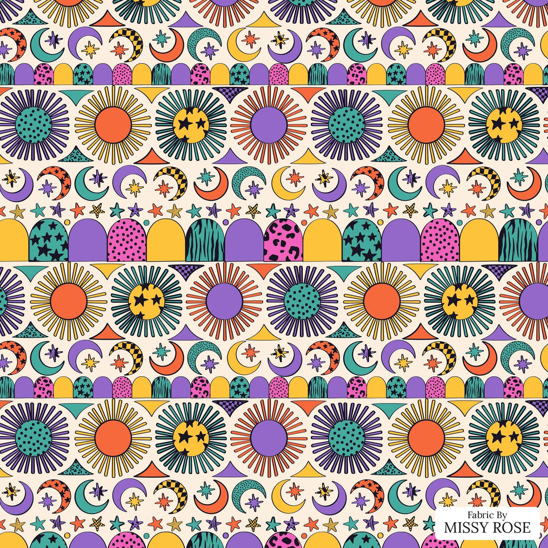 Studio Saturate Fabric 25 - flat view of the print, zoom in for detail | Fabric by Missy Rose
