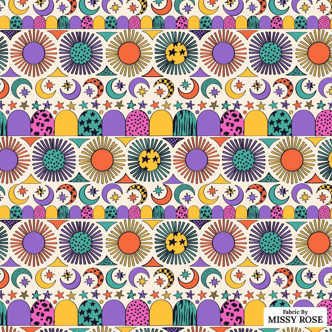 Studio Saturate Fabric 25 - flat view of the print, zoom in for detail | Fabric by Missy Rose
