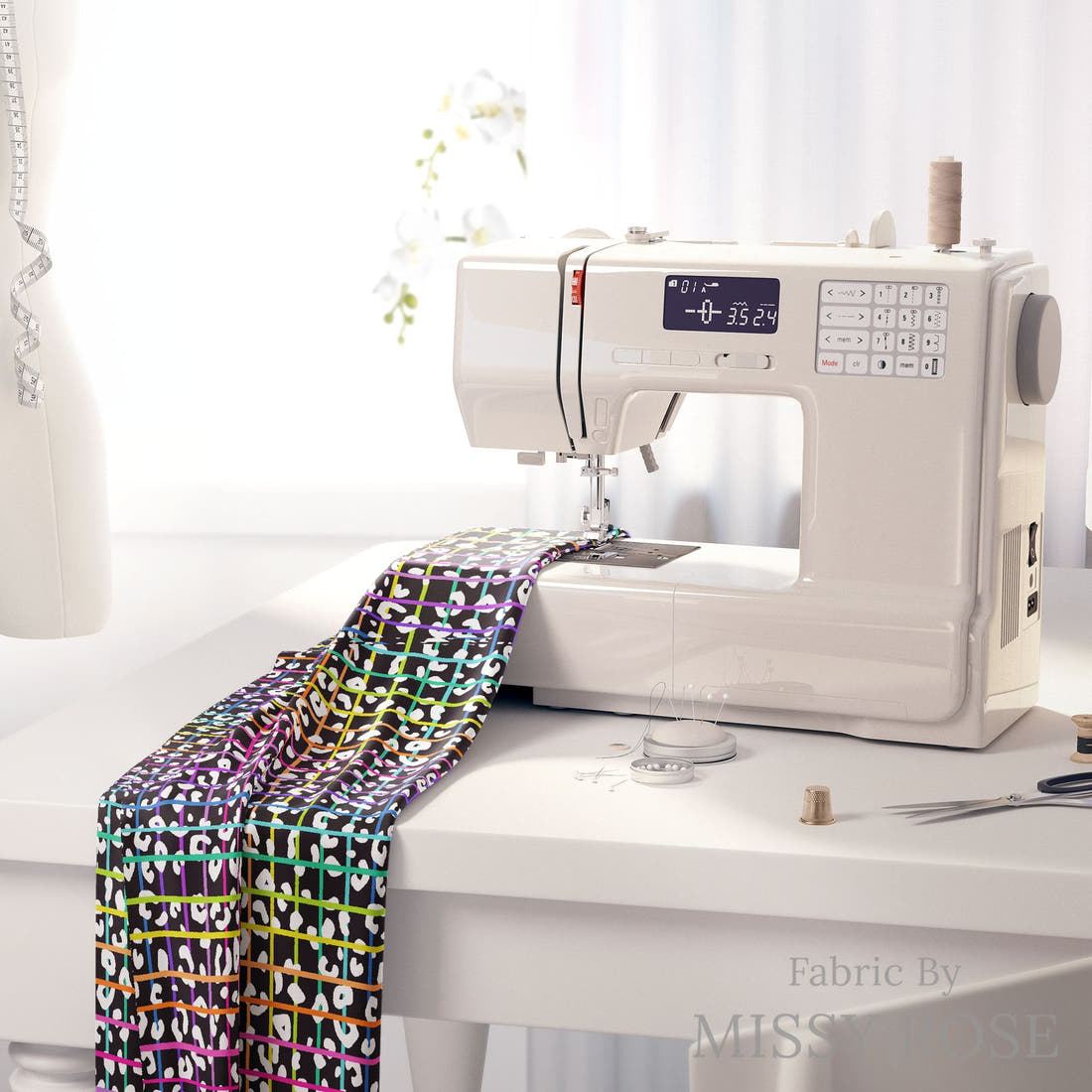 Studio Saturate Fabric 27 on a sewing machine - premium fabric for sewing projects | Fabric by Missy Rose