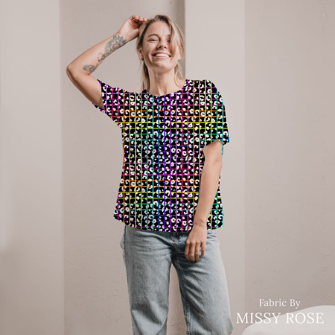 Studio Saturate Fabric 27 sewn into an all-over print shirt - see how the print looks made up | Fabric by Missy Rose