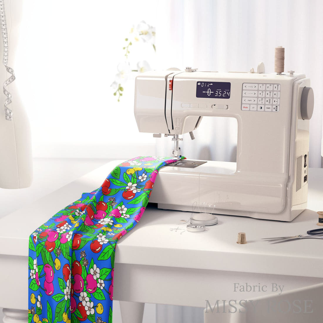 Studio Saturate Fabric 28 on a sewing machine - premium fabric for sewing projects | Fabric by Missy Rose