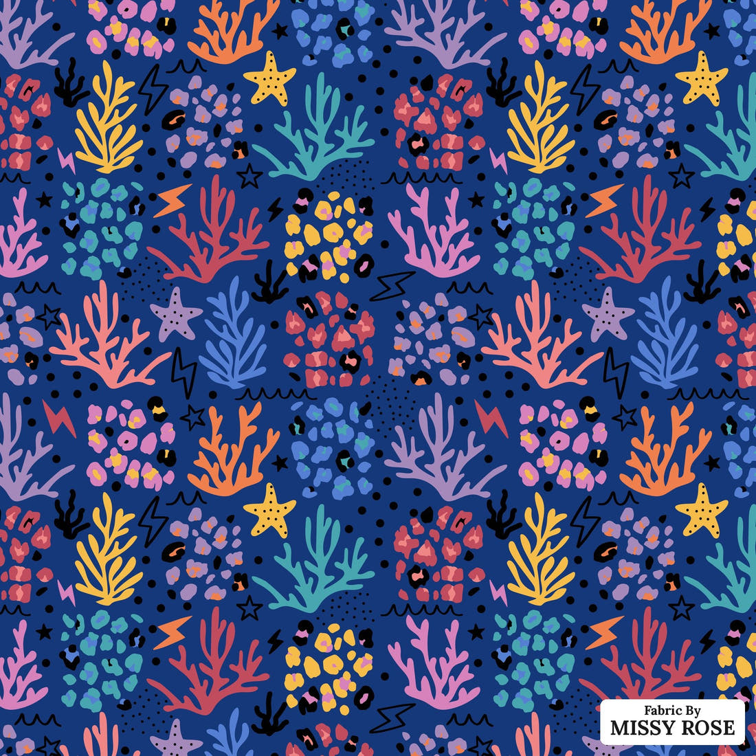 Studio Saturate Fabric 30 - flat view of the print, zoom in for detail | Fabric by Missy Rose