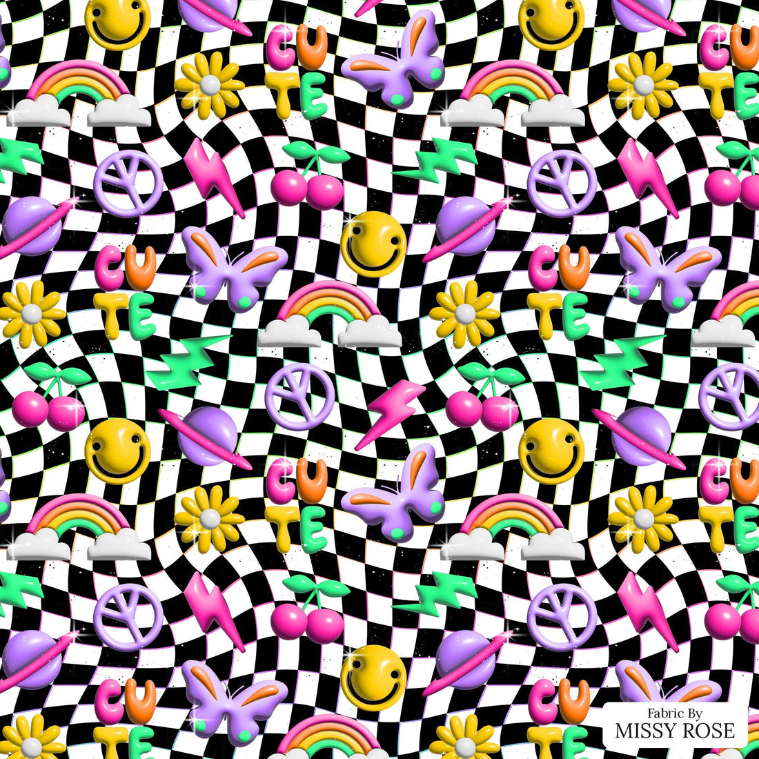 Studio Saturate Fabric 33 - flat view of the print, zoom in for detail | Fabric by Missy Rose