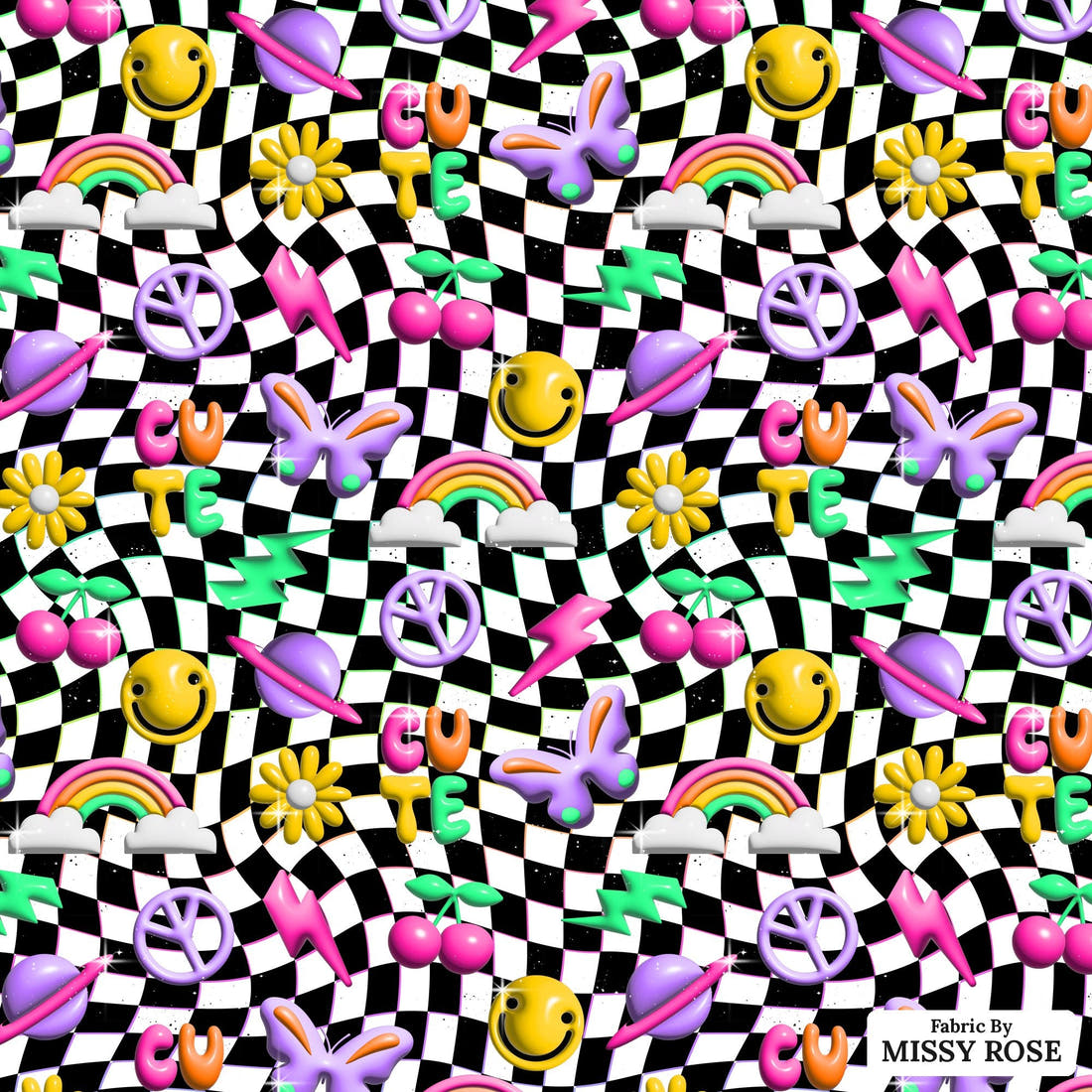Studio Saturate Fabric 33 - flat view of the print, zoom in for detail | Fabric by Missy Rose