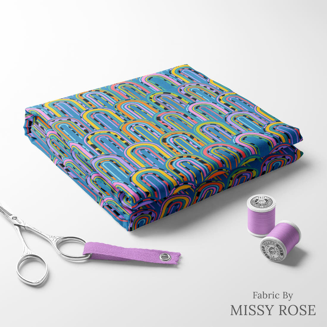 Studio Saturate Fabric 34 folded fabric stack with matching thread - pre-order fabric Australia | Fabric by Missy Rose