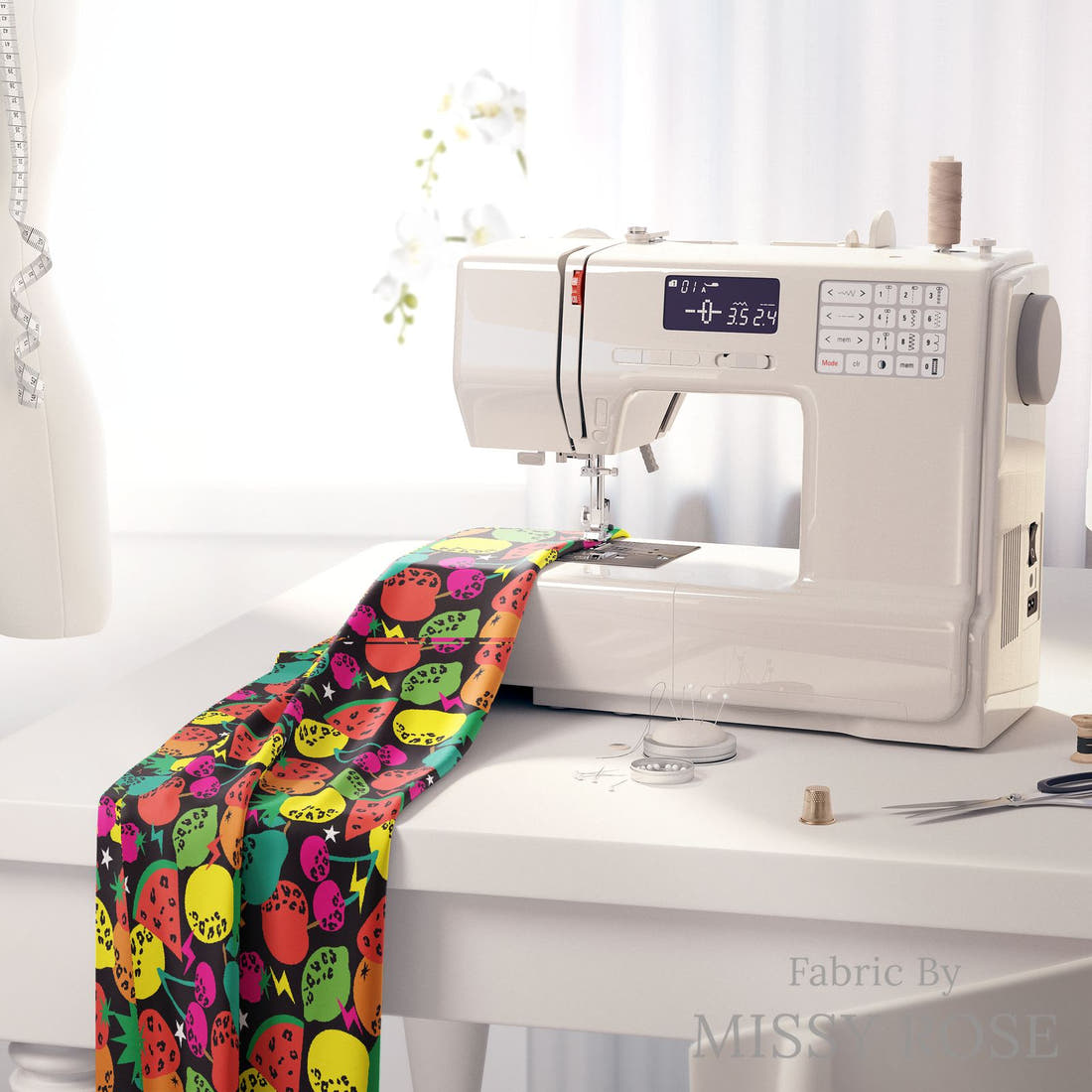 Studio Saturate Fabric 36 on a sewing machine - premium fabric for sewing projects | Fabric by Missy Rose