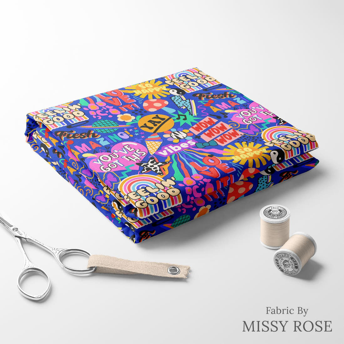 Studio Saturate Fabric 39 folded fabric stack with matching thread - pre-order fabric Australia | Fabric by Missy Rose