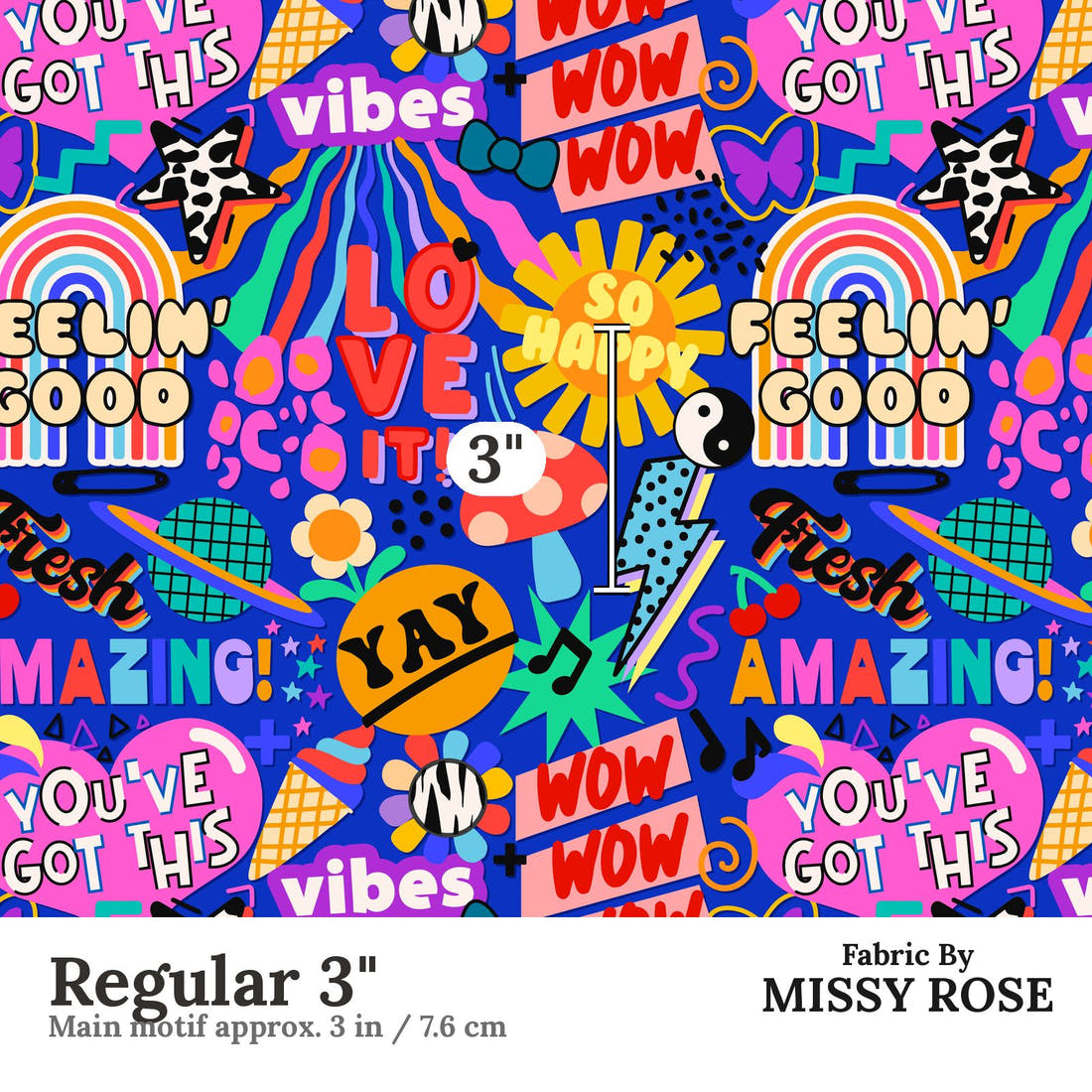 Studio Saturate Fabric 39 Regular 3 inch print scale guide | Fabric by Missy Rose
