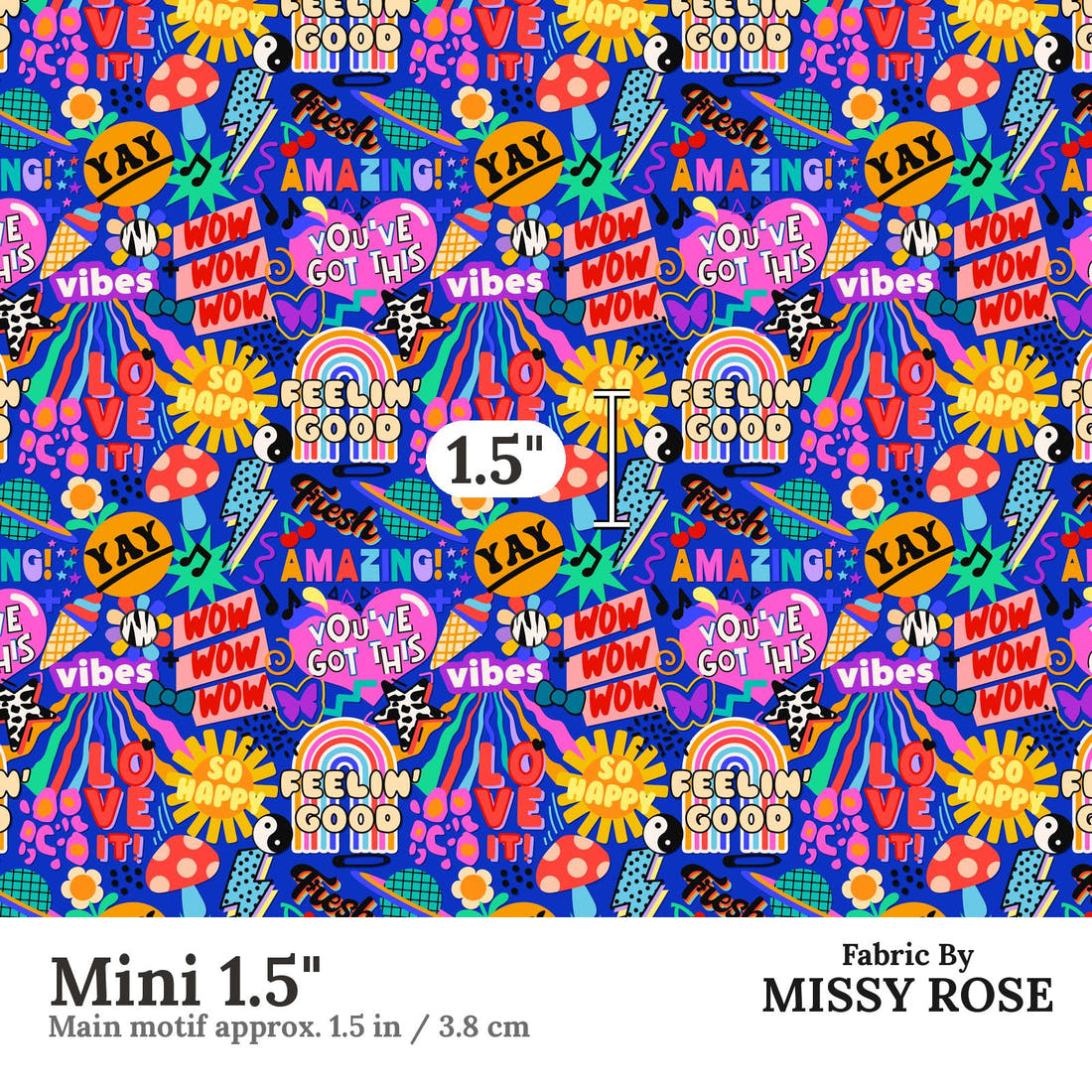 Studio Saturate Fabric 39 Mini 1.5 inch print scale guide | Fabric by Missy Rose