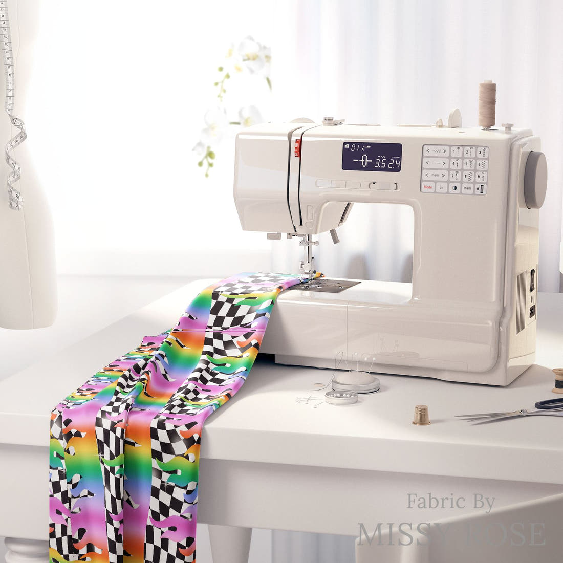 Studio Saturate Fabric 41 on a sewing machine - premium fabric for sewing projects | Fabric by Missy Rose