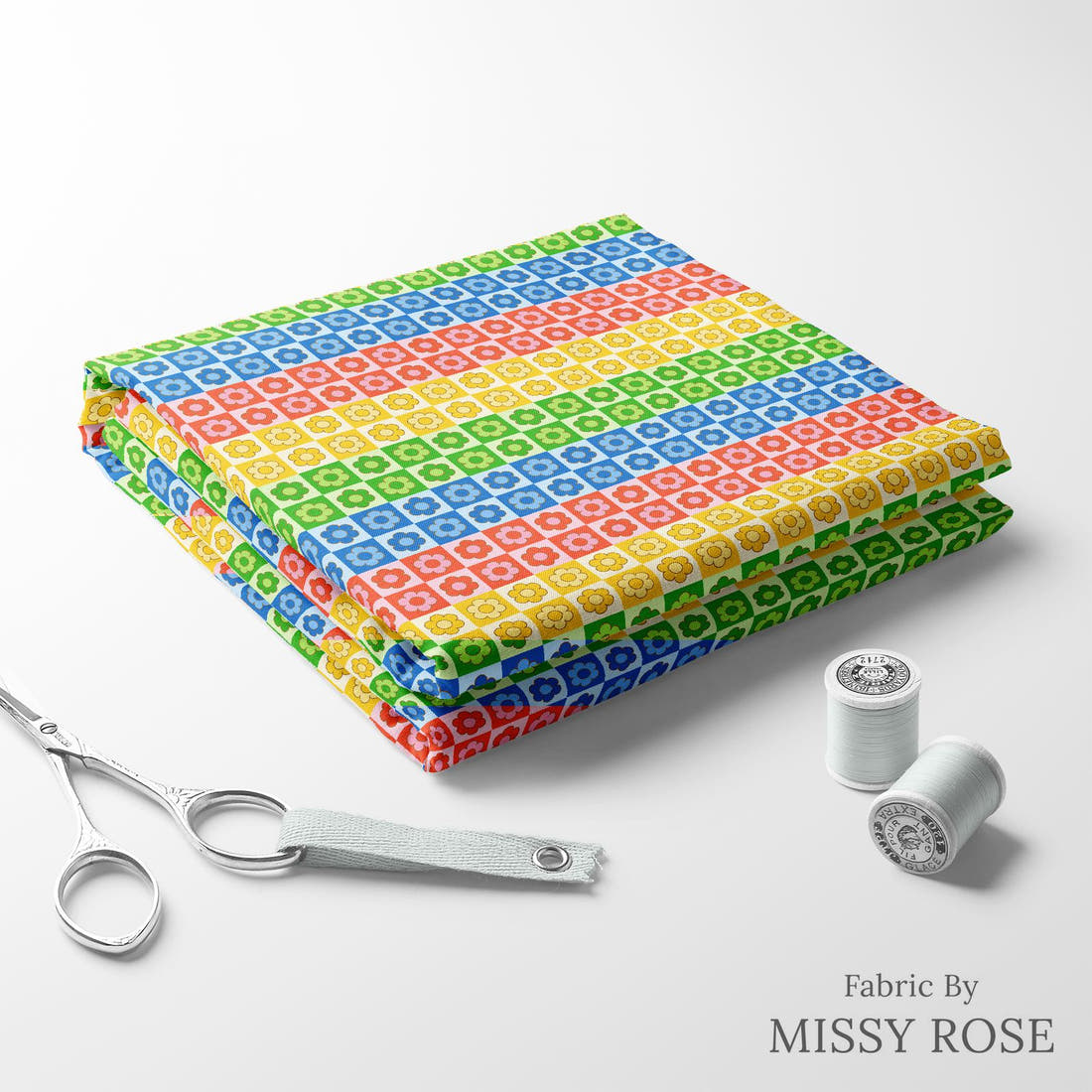 Studio Saturate Fabric 43 folded fabric stack with matching thread - pre-order fabric Australia | Fabric by Missy Rose