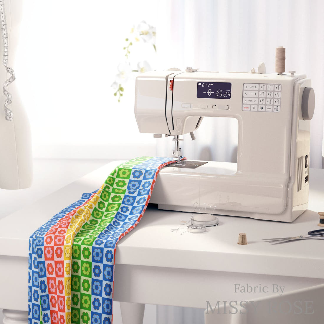 Studio Saturate Fabric 43 on a sewing machine - premium fabric for sewing projects | Fabric by Missy Rose