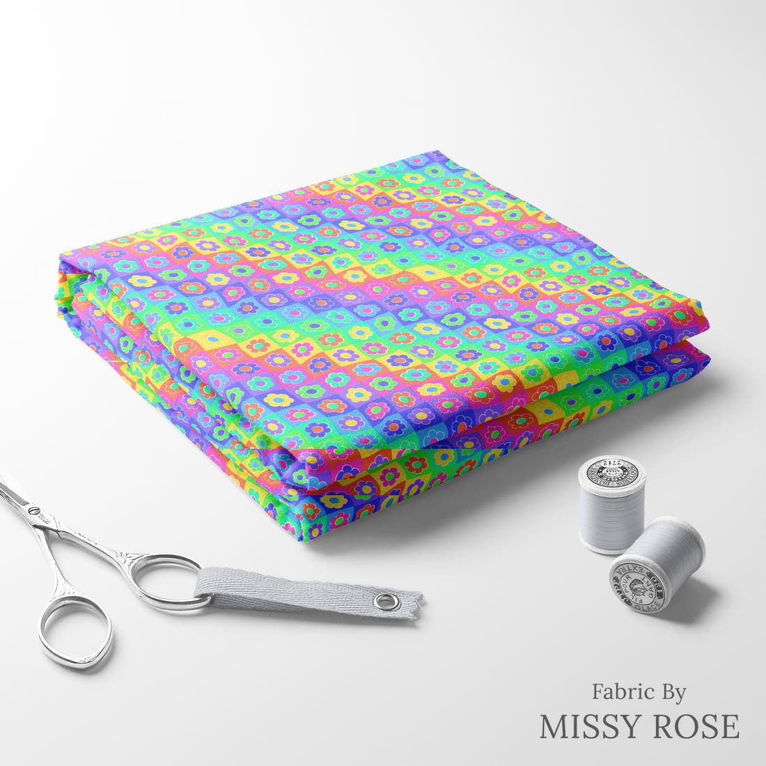 Studio Saturate Fabric 44 folded fabric stack with matching thread - pre-order fabric Australia | Fabric by Missy Rose