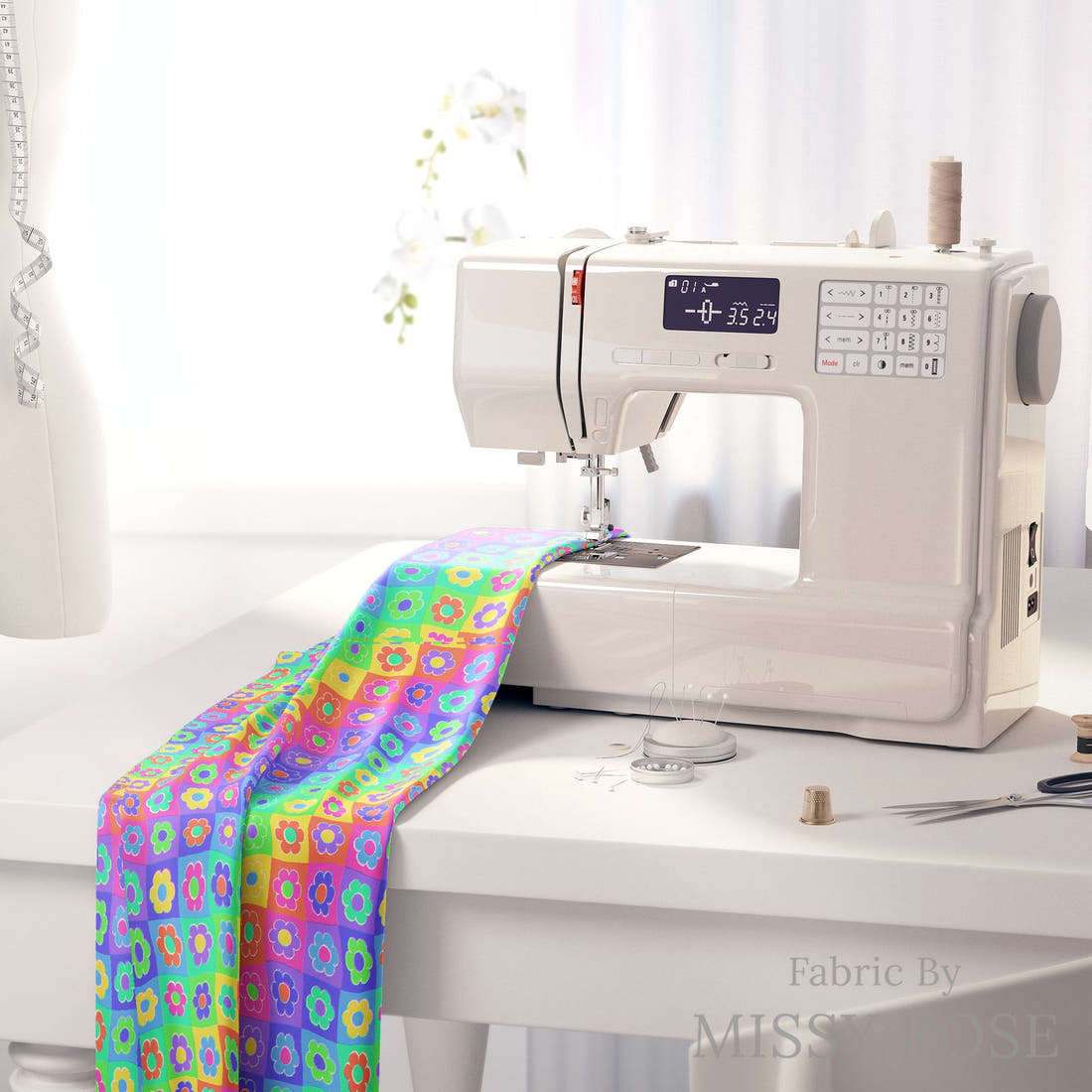 Studio Saturate Fabric 44 on a sewing machine - premium fabric for sewing projects | Fabric by Missy Rose