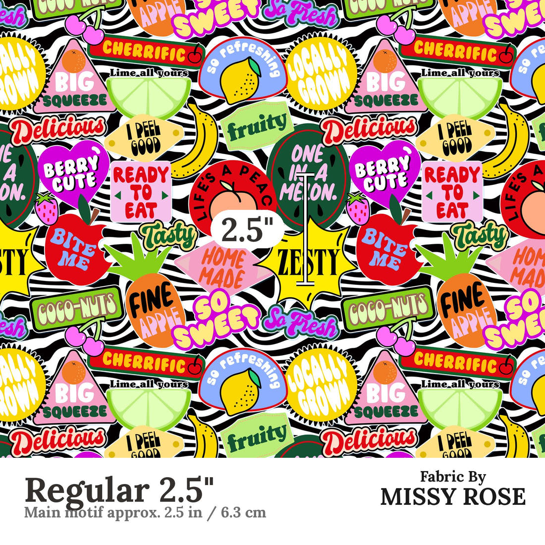 Studio Saturate Fabric 45 Regular 2.5 inch print scale guide | Fabric by Missy Rose