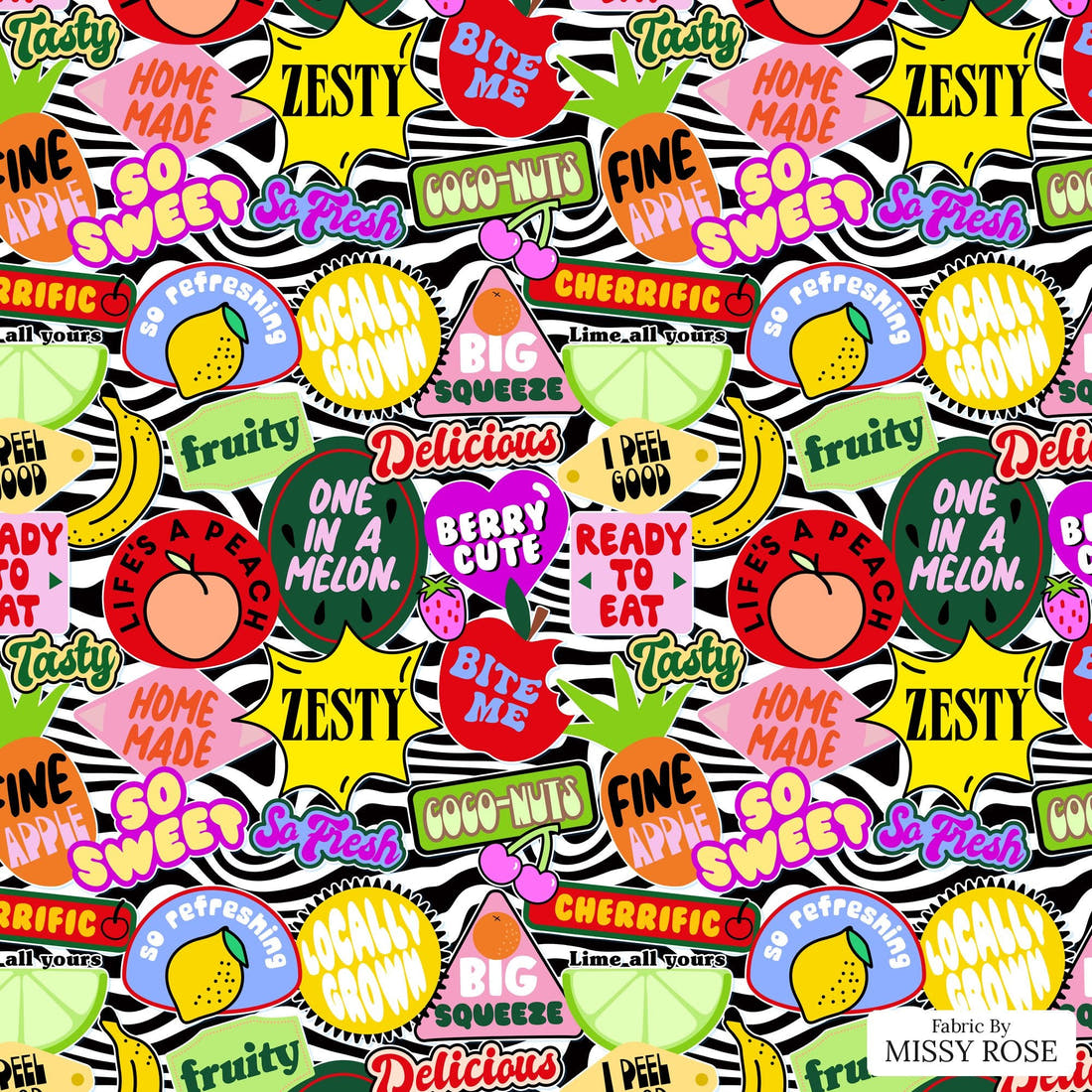 Studio Saturate Fabric 45 - flat view of the print, zoom in for detail | Fabric by Missy Rose