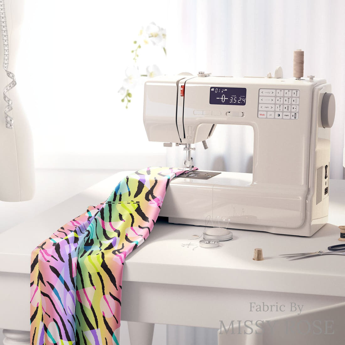 Studio Saturate Fabric 47 on a sewing machine - premium fabric for sewing projects | Fabric by Missy Rose