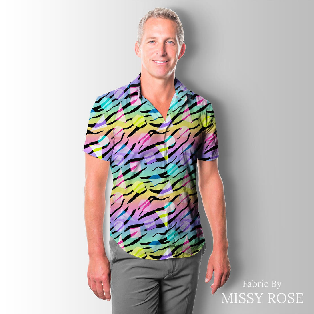Studio Saturate Fabric 47 sewn into a men's shirt - see how the print looks made up | Fabric by Missy Rose