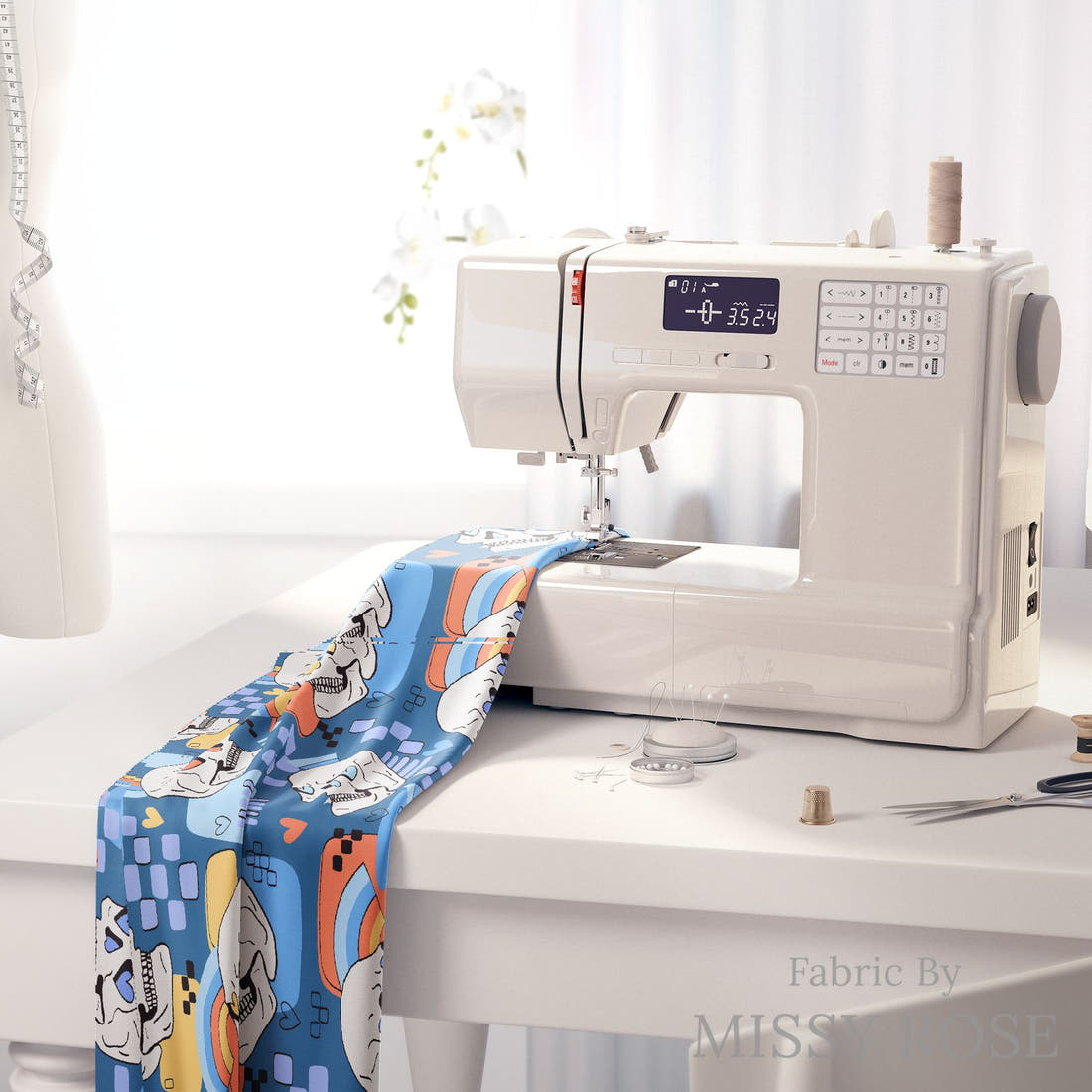 Studio Saturate Fabric 48 on a sewing machine - premium fabric for sewing projects | Fabric by Missy Rose