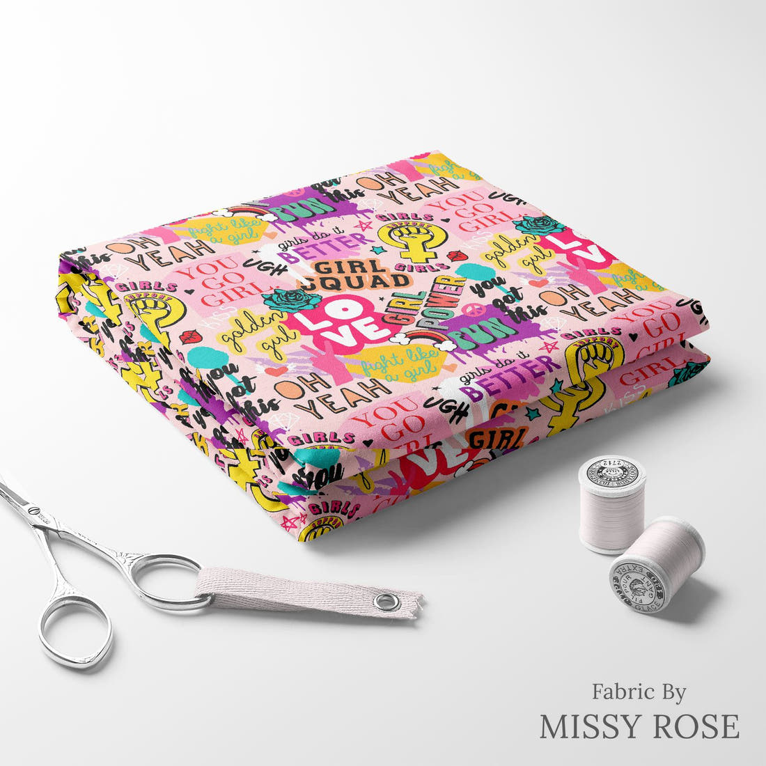 Studio Saturate Fabric 52 folded fabric stack with matching thread - pre-order fabric Australia | Fabric by Missy Rose