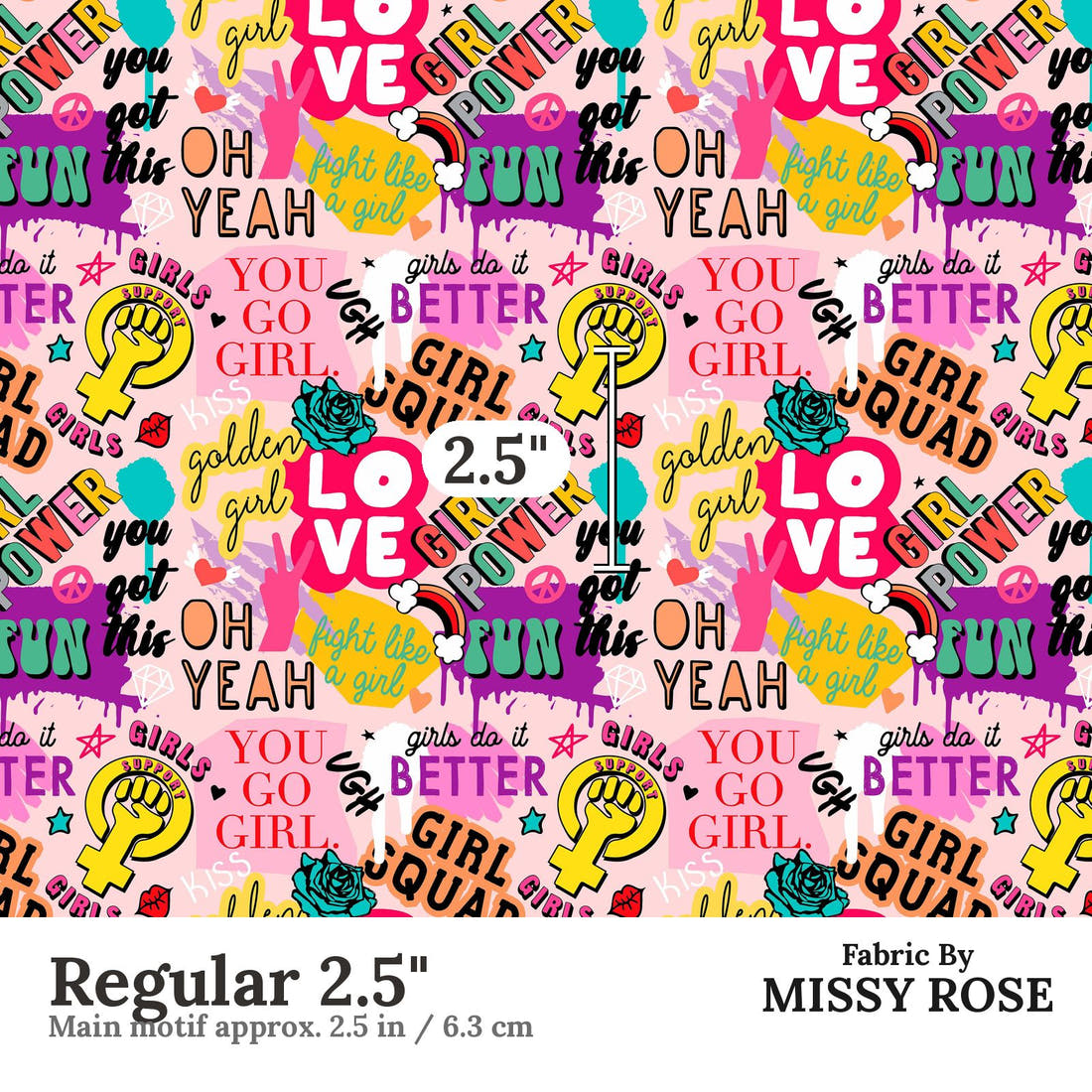 Studio Saturate Fabric 52 Regular 2.5 inch print scale guide | Fabric by Missy Rose