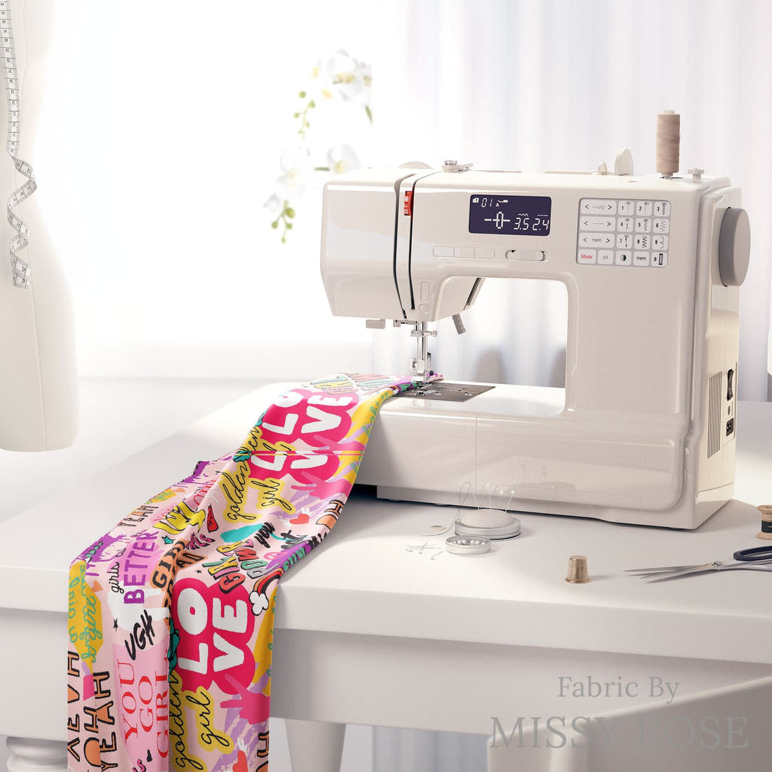 Studio Saturate Fabric 52 on a sewing machine - premium fabric for sewing projects | Fabric by Missy Rose