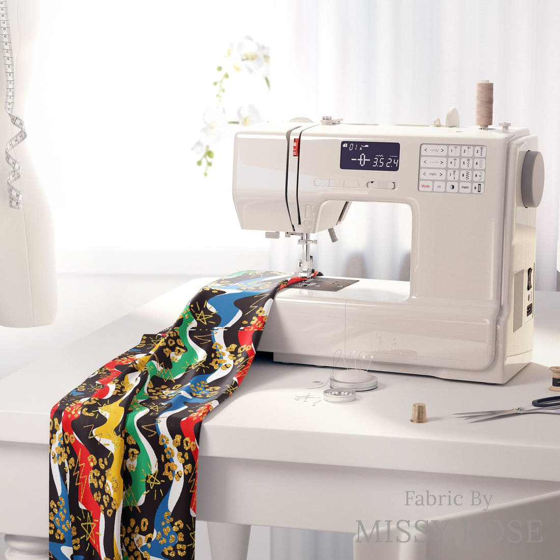 Studio Saturate Fabric 53 on a sewing machine - premium fabric for sewing projects | Fabric by Missy Rose