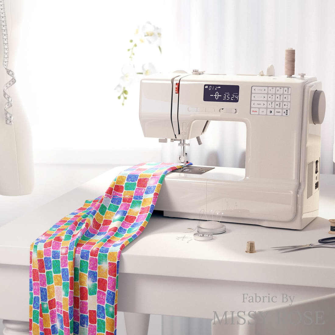 Studio Saturate Fabric 54 on a sewing machine - premium fabric for sewing projects | Fabric by Missy Rose
