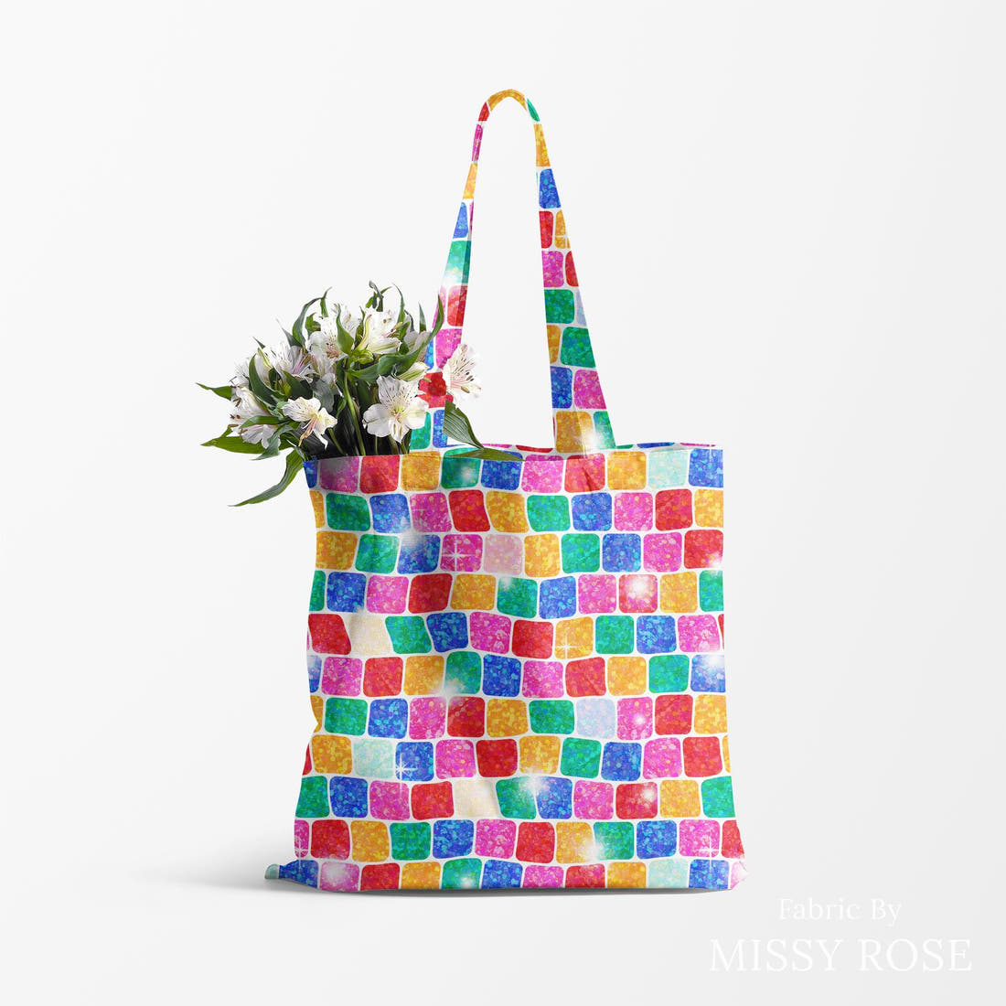 Studio Saturate Fabric 54 made up as a tote bag - see how the print looks made up | Fabric by Missy Rose