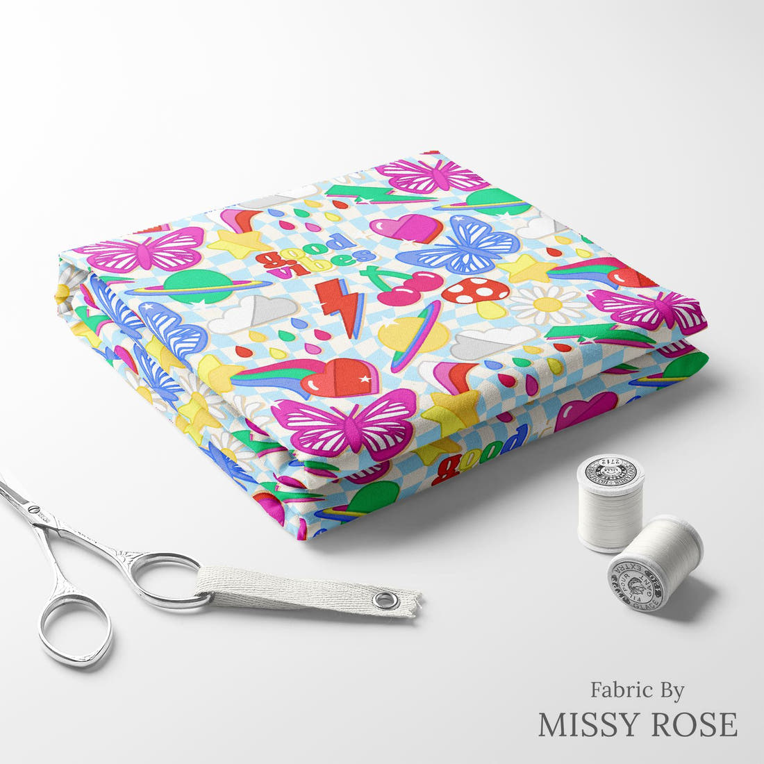 Studio Saturate Fabric 55 folded fabric stack with matching thread - pre-order fabric Australia | Fabric by Missy Rose
