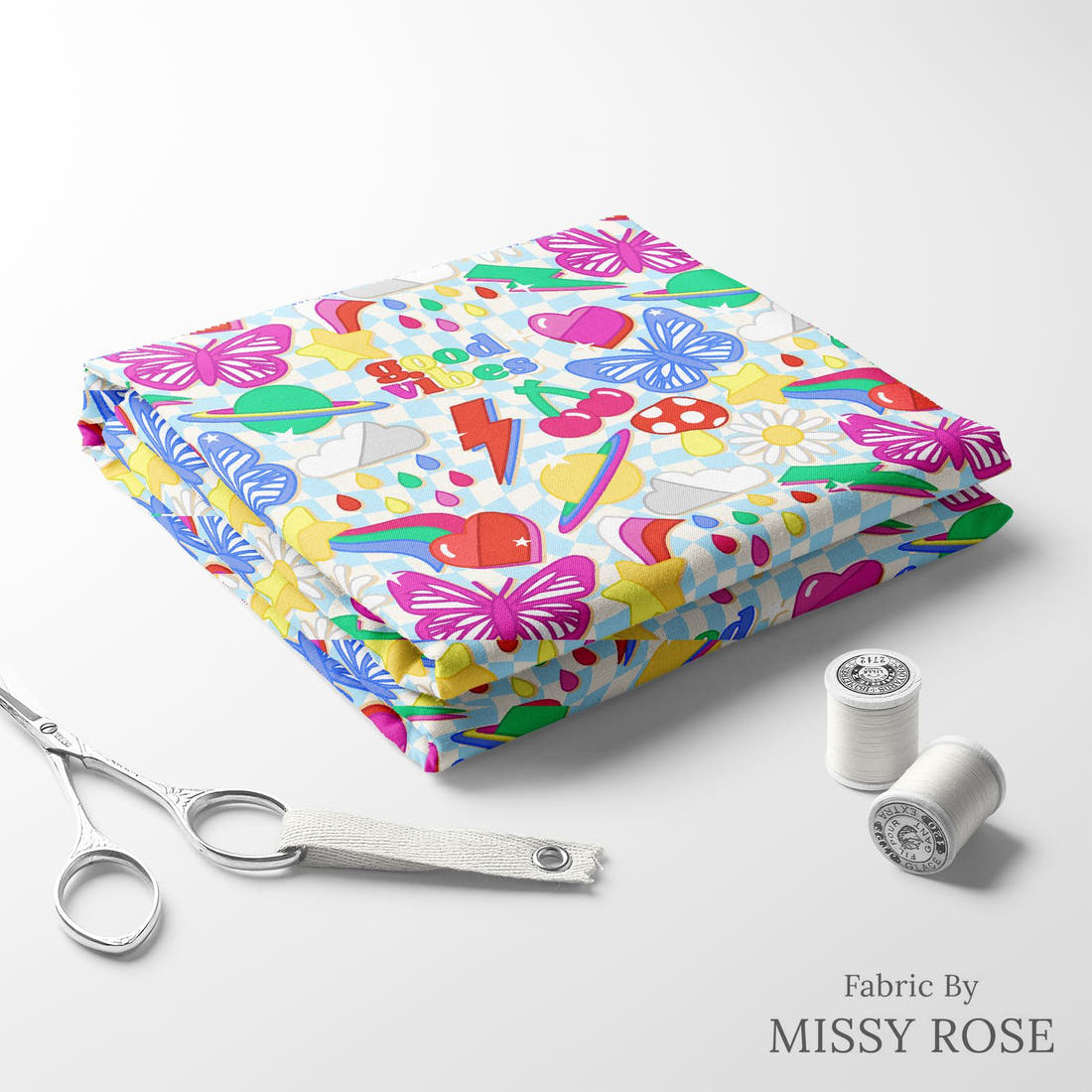 Studio Saturate Fabric 55 folded fabric stack with matching thread - pre-order fabric Australia | Fabric by Missy Rose