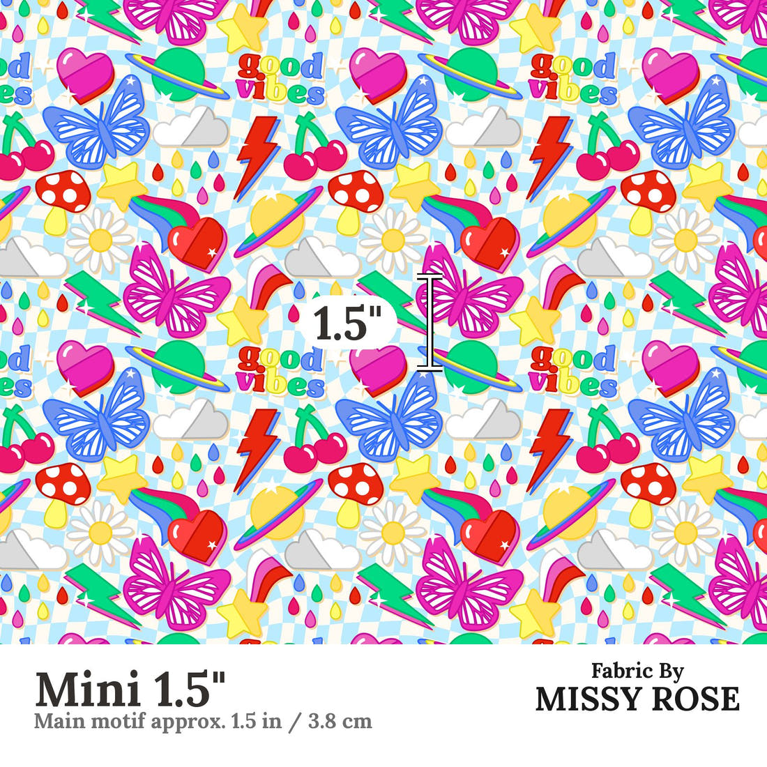 Studio Saturate Fabric 55 Mini 1.5 inch print scale guide | Fabric by Missy Rose