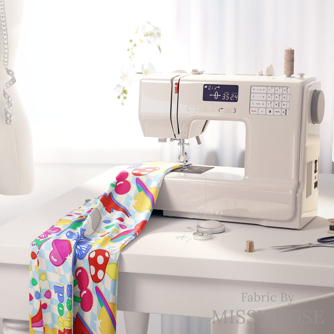 Studio Saturate Fabric 55 on a sewing machine - premium fabric for sewing projects | Fabric by Missy Rose