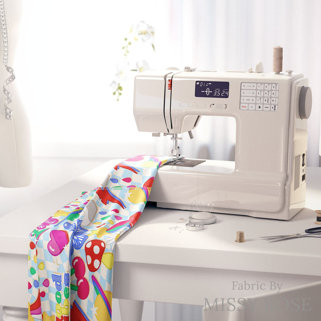 Studio Saturate Fabric 55 on a sewing machine - premium fabric for sewing projects | Fabric by Missy Rose
