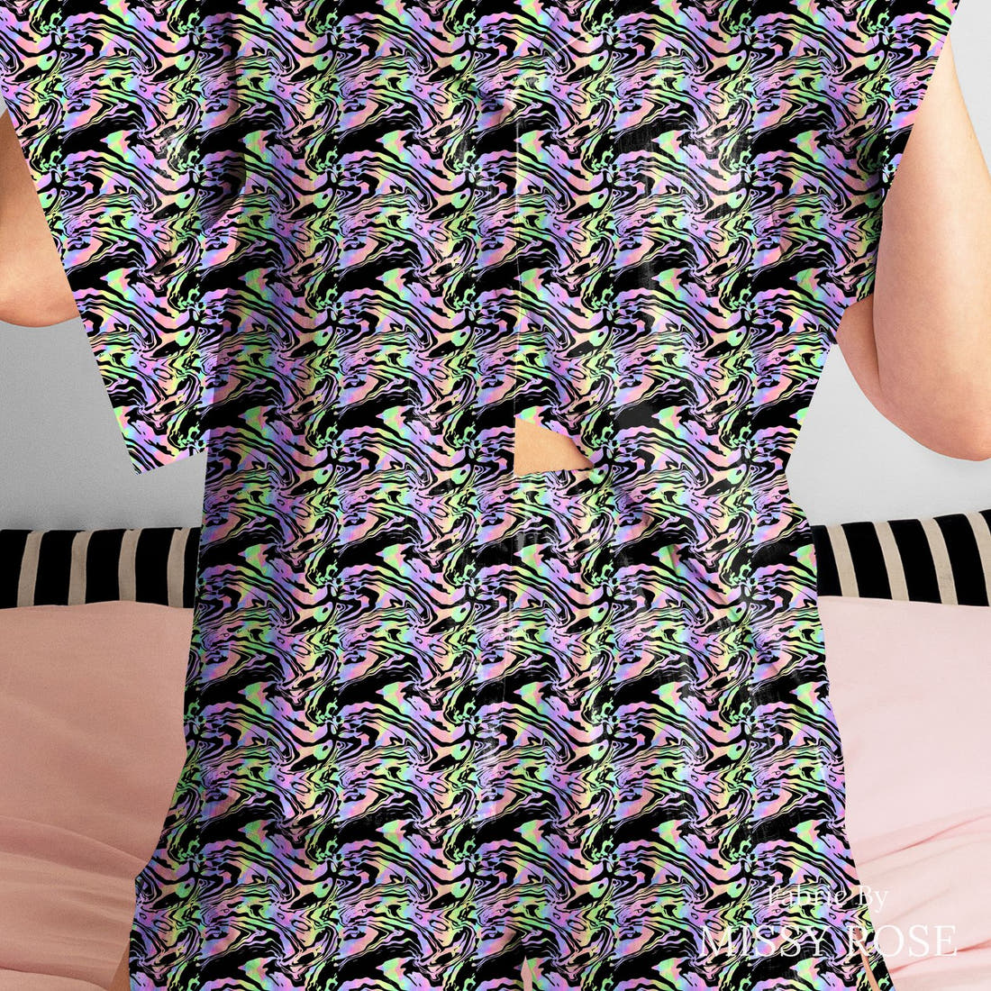 Studio Saturate Fabric 57 sewn into a women's pyjama set - see how the print looks made up | Fabric by Missy Rose