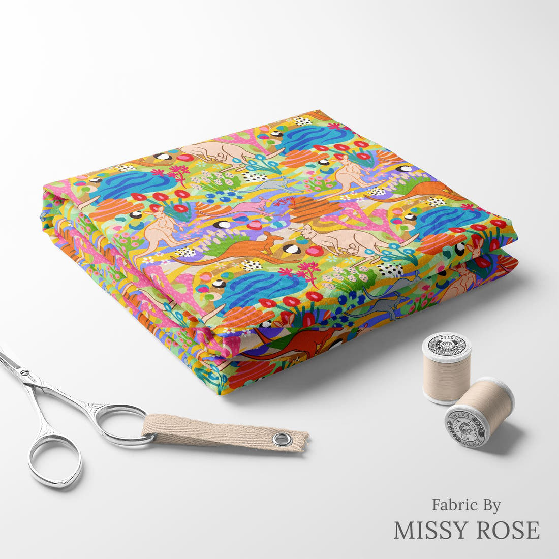 Studio Saturate Fabric 58 folded fabric stack with matching thread - pre-order fabric Australia | Fabric by Missy Rose