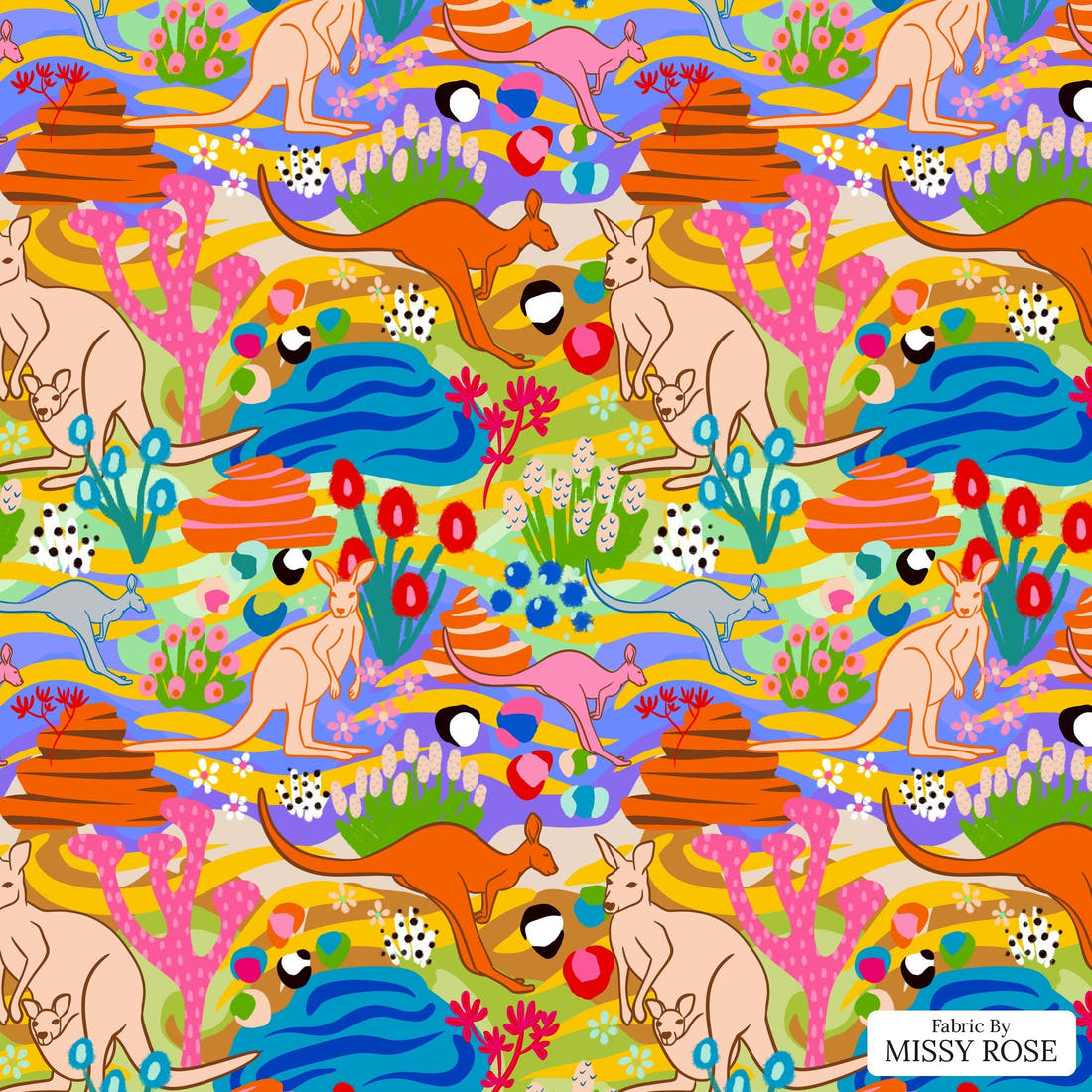 Studio Saturate Fabric 58 - flat view of the print, zoom in for detail | Fabric by Missy Rose