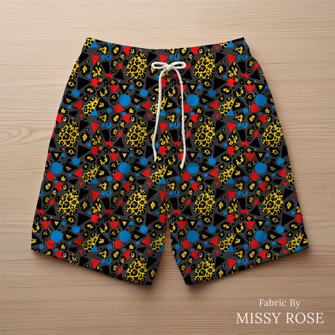 Studio Saturate Fabric 60 sewn into swim shorts - see how the print looks made up | Fabric by Missy Rose