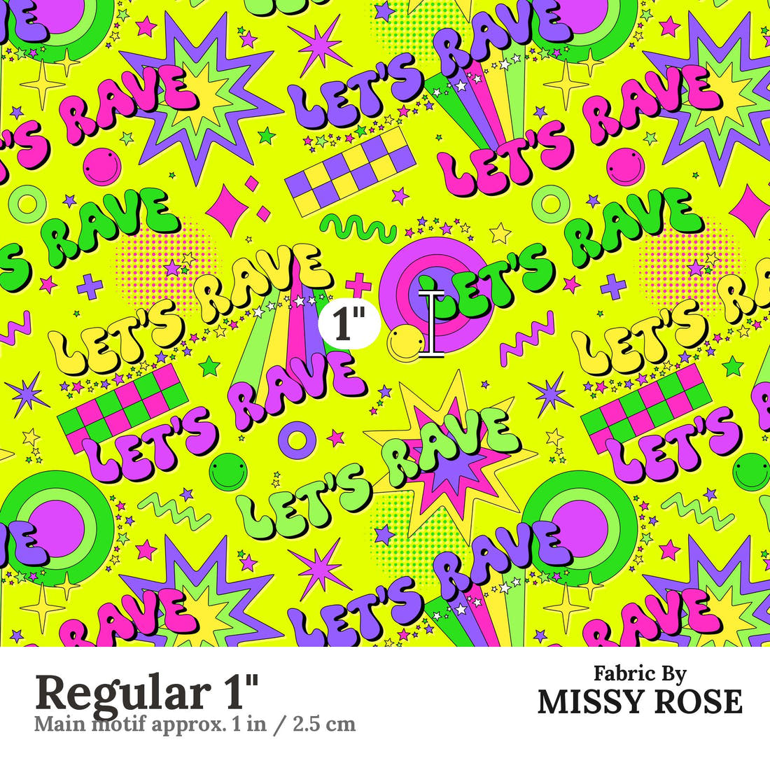 Studio Saturate Fabric 62 Regular 1 inch print scale guide | Fabric by Missy Rose