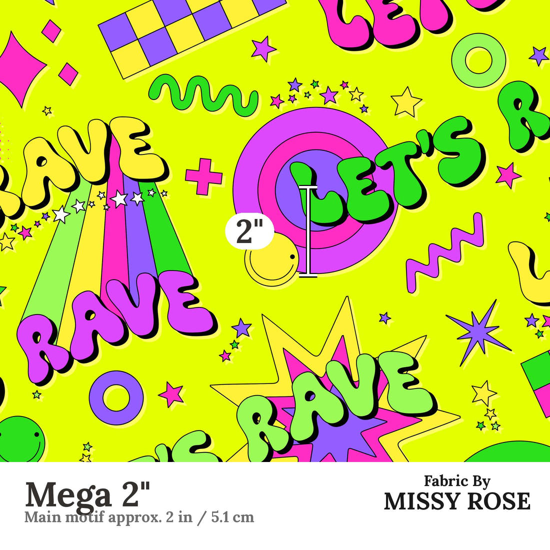 Studio Saturate Fabric 62 Mega 2 inch print scale guide | Fabric by Missy Rose